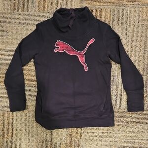 🎉🎉🎉 3/$15 🎉🎉🎉 Puma Black Mock Neck Sweatshirt with Pink Logo. Size Medium